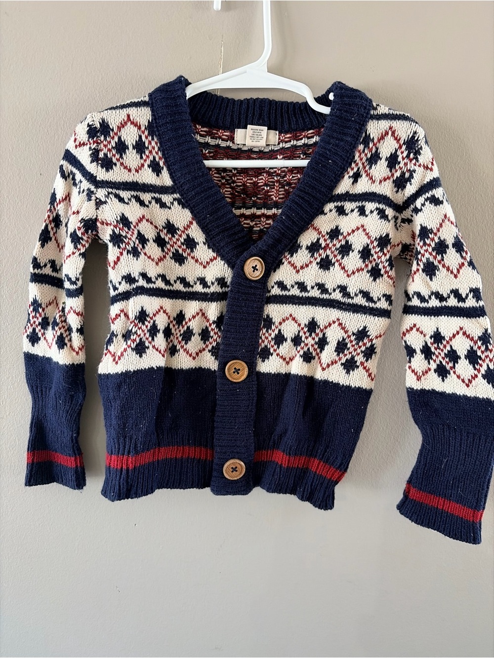 Peek Navy, Cream & Red Fair Isle Knit Cardigan